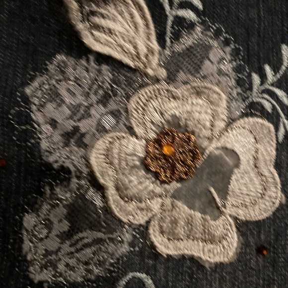 NWOT Junior Dark Blue Jeans w/Flowers & Sequins sz 9/10 by Pristine USA - Picture 6 of 11